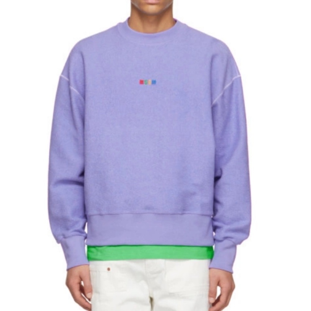 MSGM Purple Terry Micro Logo Sweatshirt
